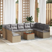 Set Divano da Giardino con cuscino 10 pcs Beige polyrattan 3347749