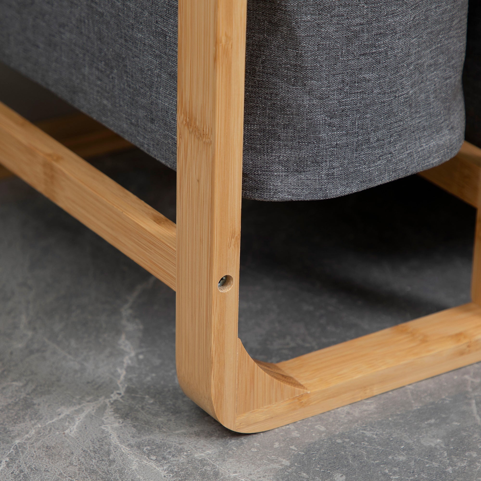 Cesto Portabiancheria 3 Scomparti Estraibili 50x32x69,7 cm in Tessuto e Bambù