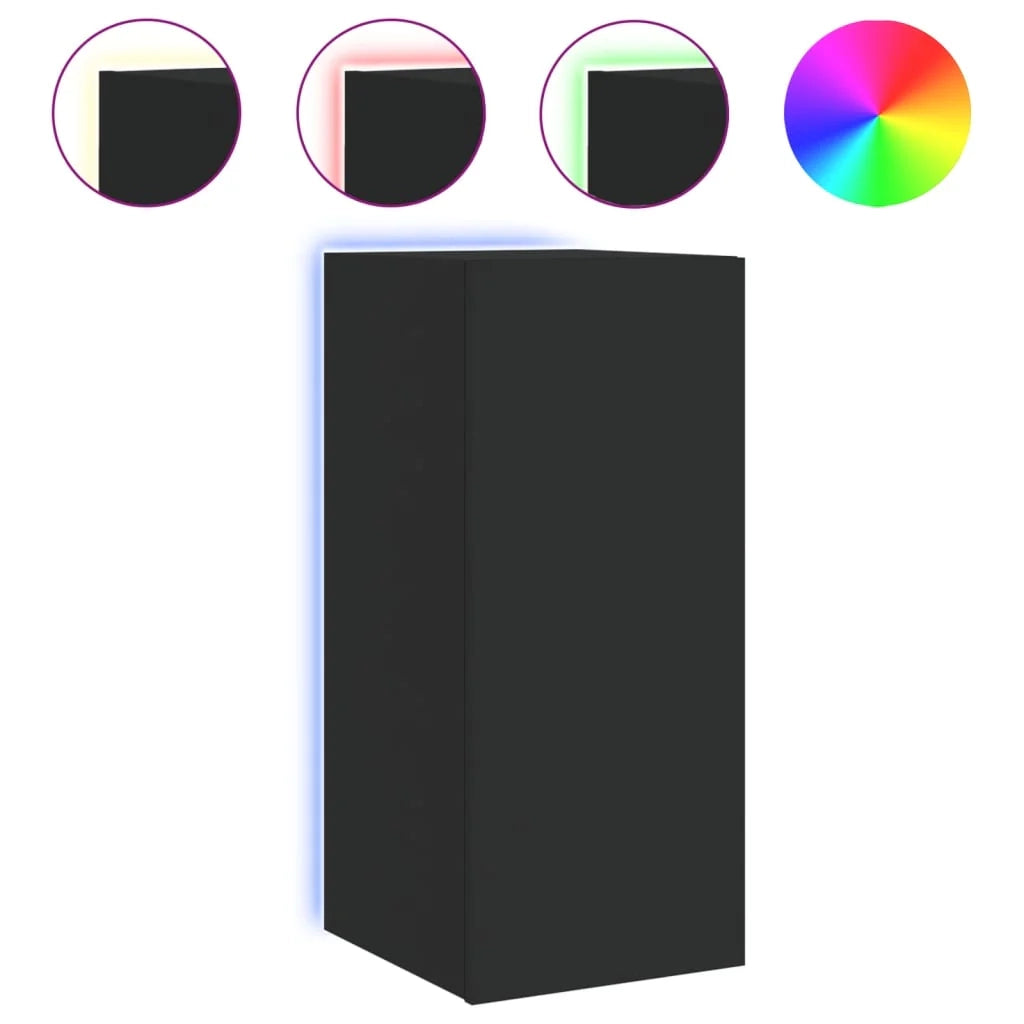 Mobile TV multimediale mensola TV credenza mobile TV parete attrezzata per sala da pranzo soggiorno camera da letto con luci LED 30,5 x 35 x 70 cm nero 02_0027876