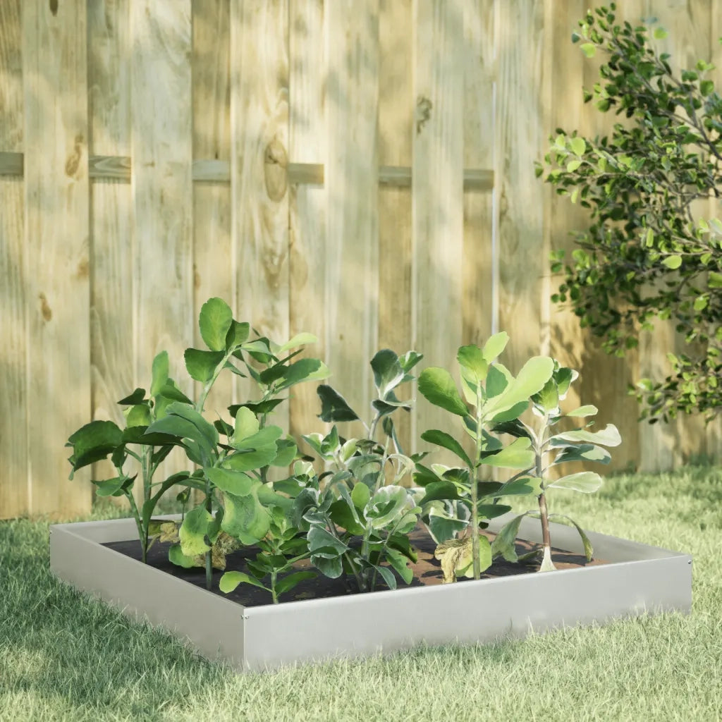 Fioriera | Cassetta per fiori | Vaso Rialzata da Giardino 100x100x26 cm in Acciaio Inox