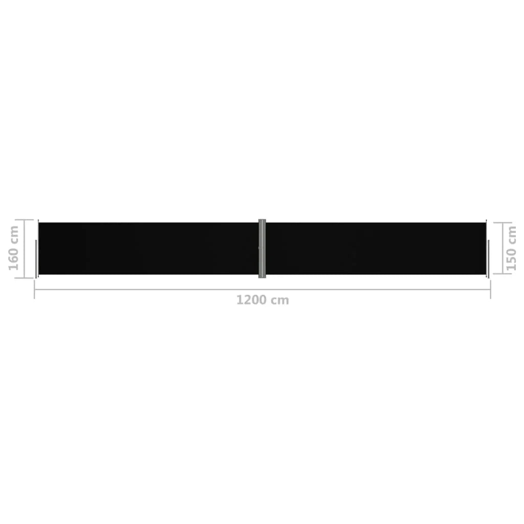 Tenda da sole laterale retrattile/schermo privacy per patio giardino terrazza balcone 160 x 1200 cm nero 02_0007439
