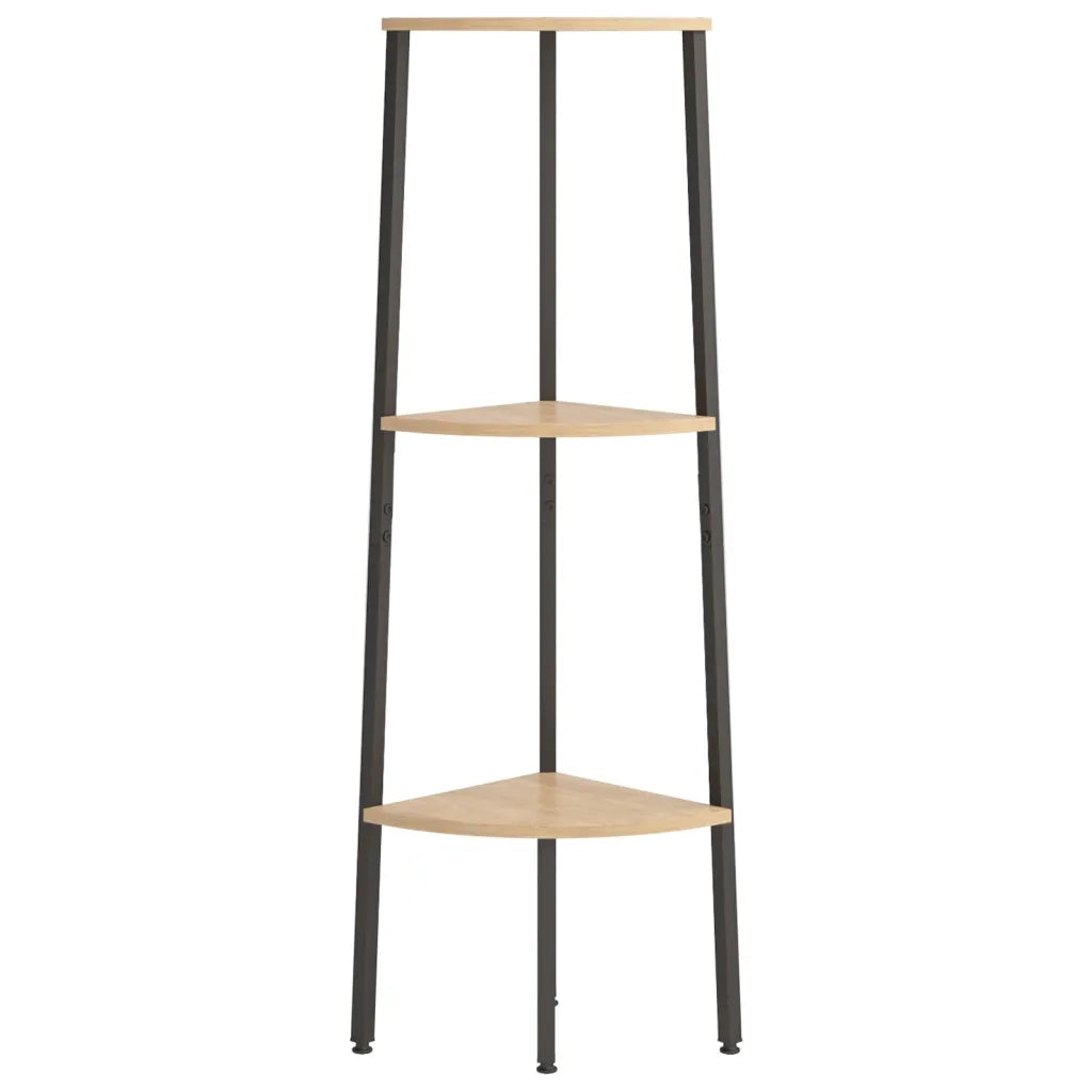 Scaffale Angolare 3 Livelli Marrone Chiaro Nero 45,5x31,5x120cm 336388