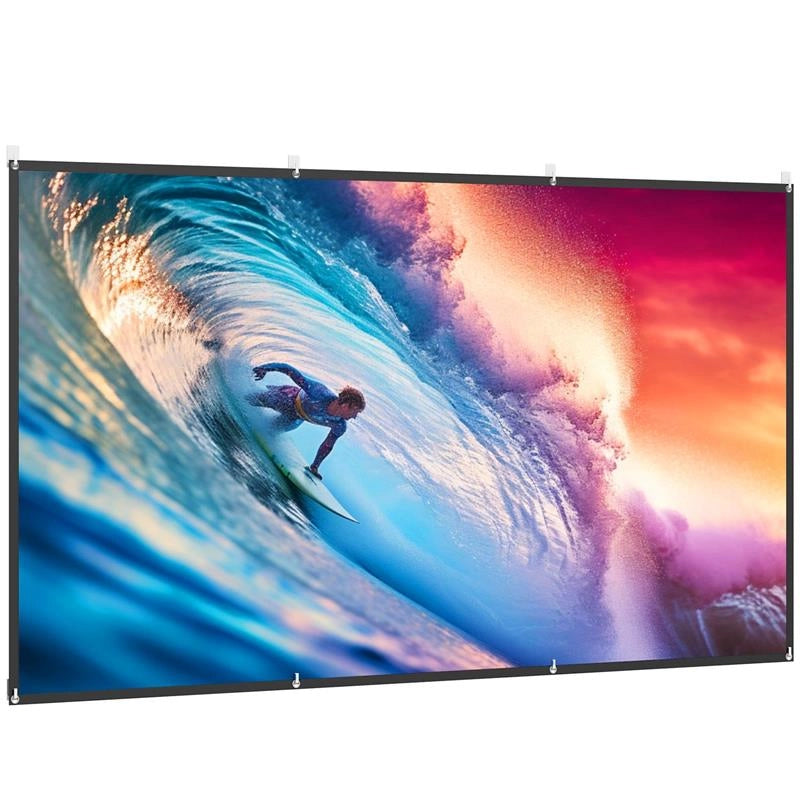 TELO PER PROIETTORE 120" 16:9 HD 4K/8K PIEGHEVOLE E PORTATILE, ANTIPIEGA E LAVABILE, DOPPIA FACCIATA, BIANCO