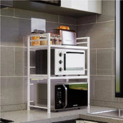 Scaffale Estensibile Porta Microonde 2Ripiani Cucina Metallo Bianco 40-60x30H80cm