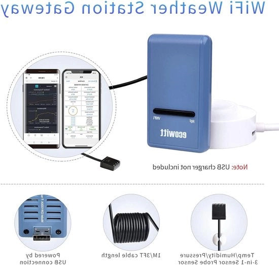 Stazione meteorologica wireless con energia solare app 7-in-1 array esterno di sensori 868 MHz