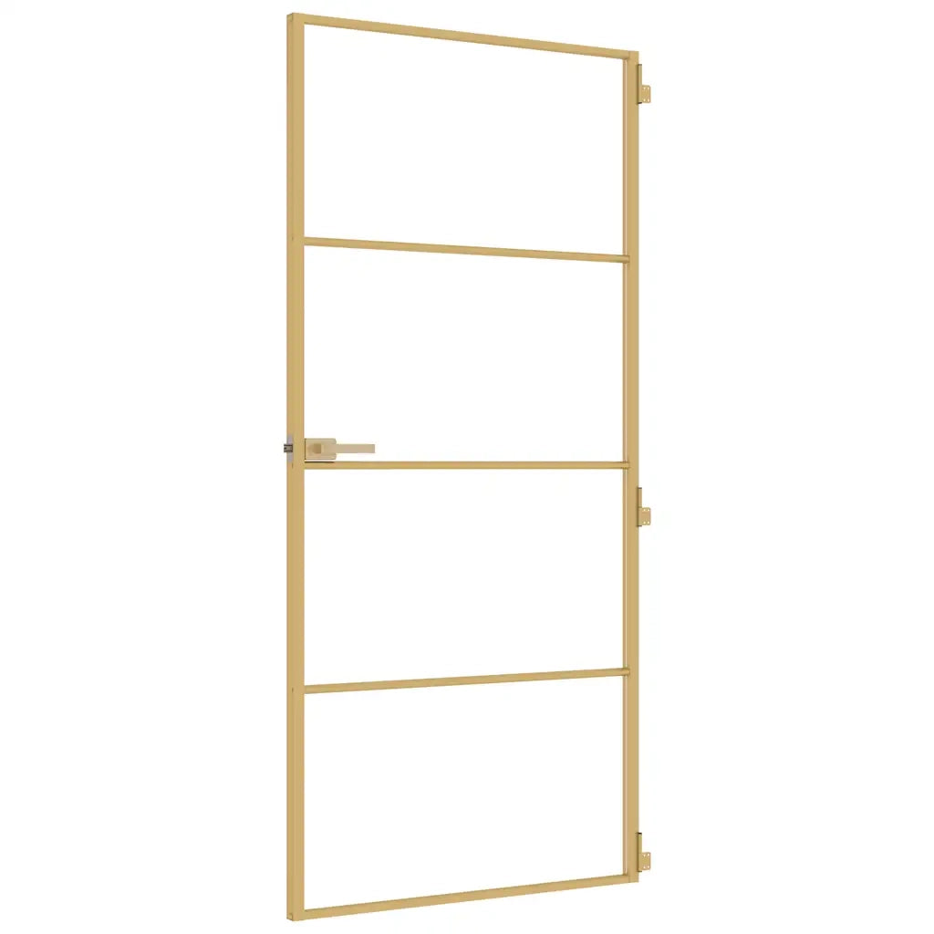 Porta Interni Sottile Oro 93x201,5cm Vetro Temperato Alluminio 155134