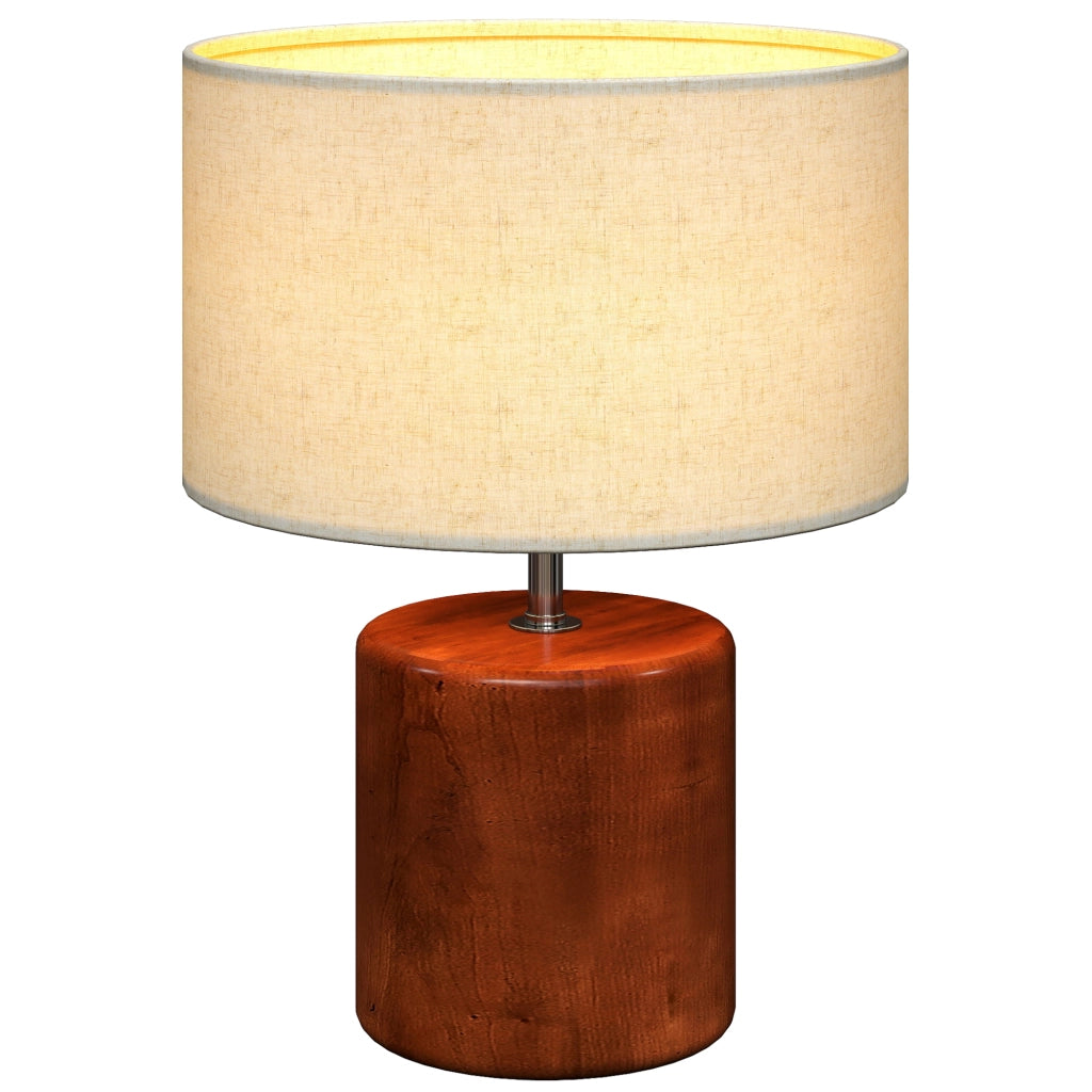 Lampada da tavolo rustica con base in legno e paralume in lino ¨C zephmum ¨C Marrone