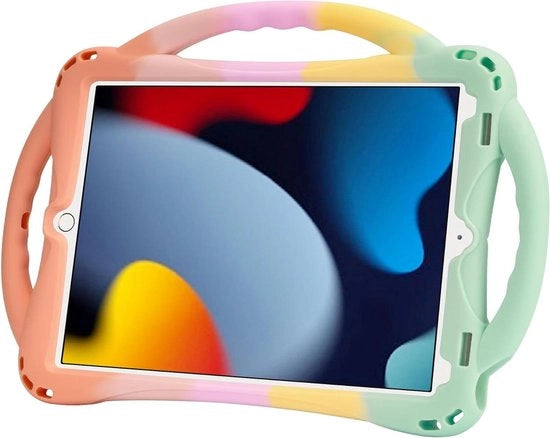 Hoesco di protezione per tablet per bambini - 10.2 pollici - con maniglia e cinturino - copertura in silicone leggera e resistente agli urti - per iPad 9a, 8a e 7a generazione - 10.2" 2021, 2020, 2019