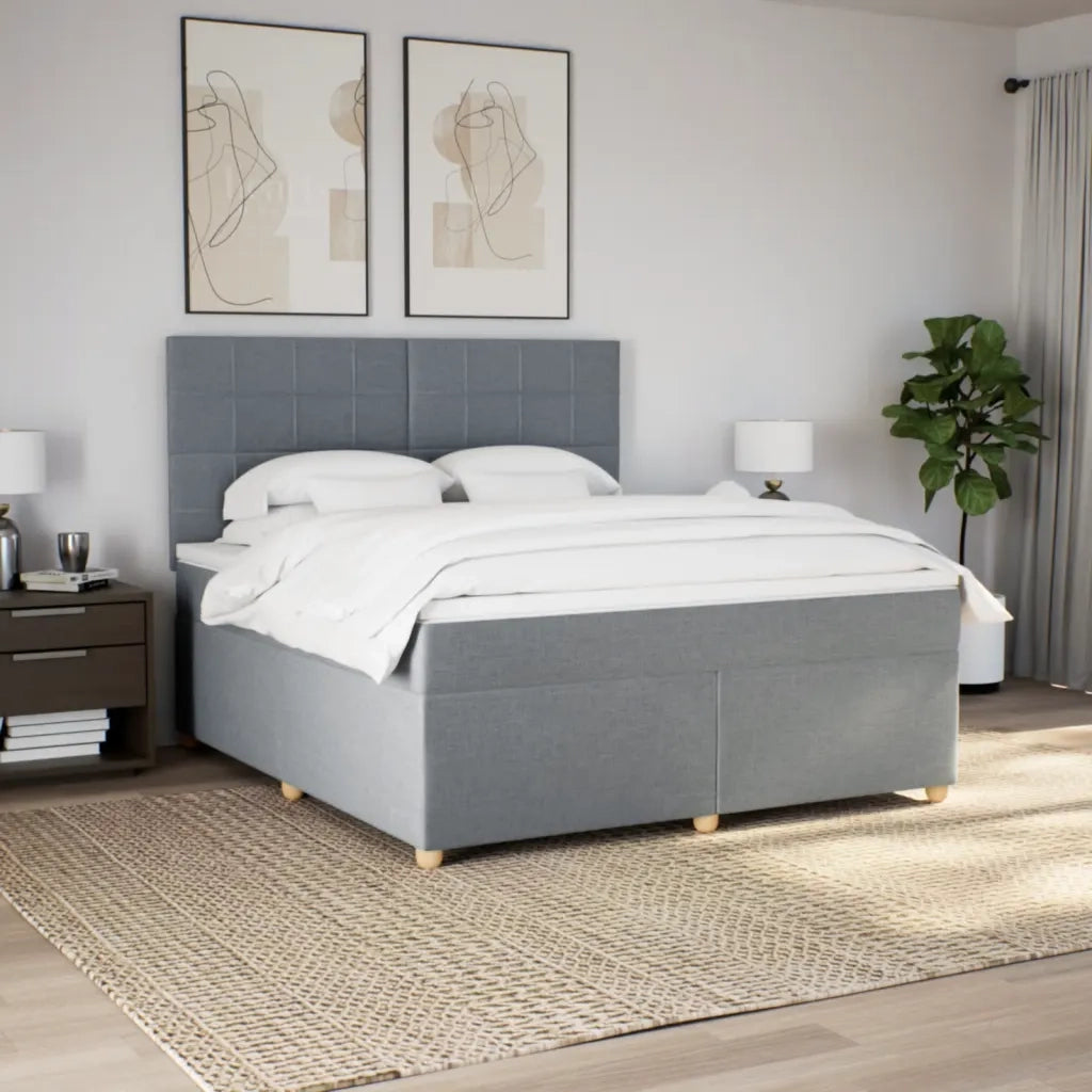 Giroletto a Molle con Materasso Grigio Chiaro180x200 cm Tessuto