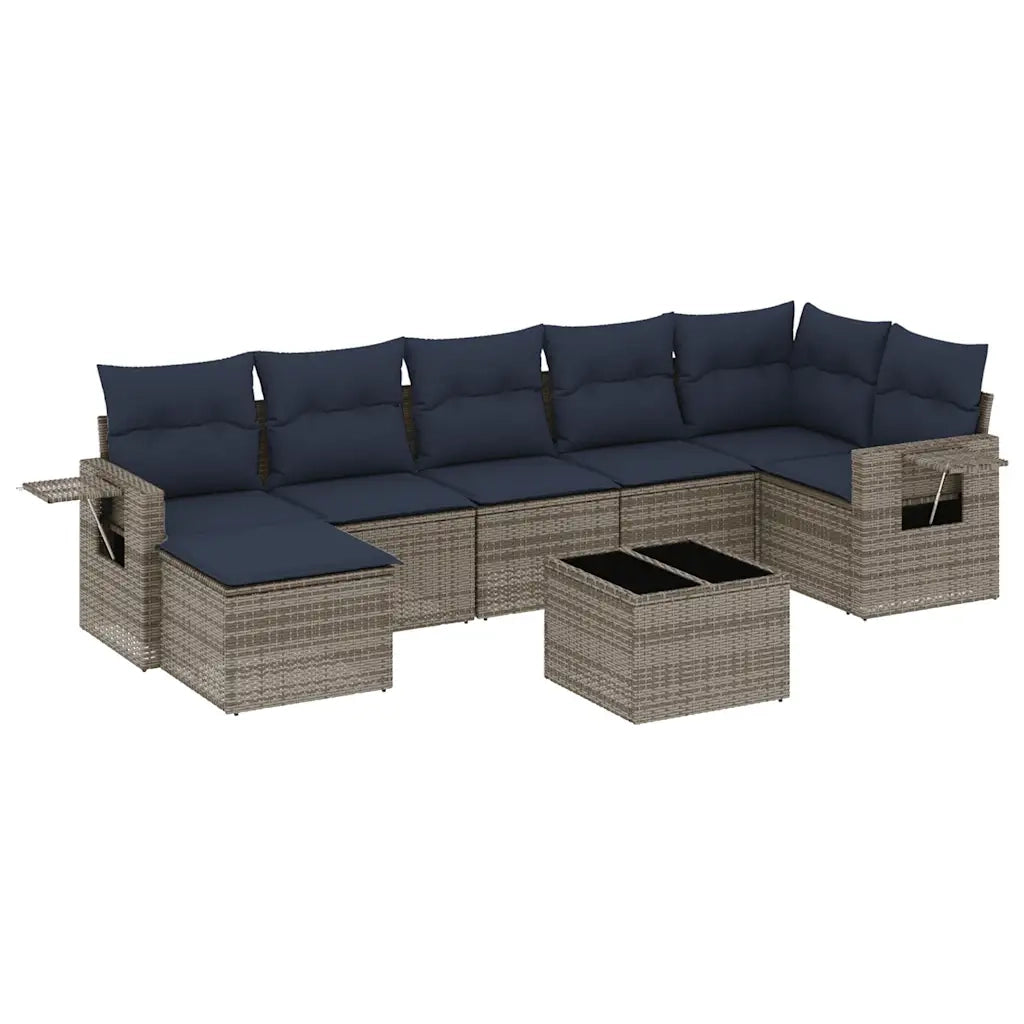 Set Divani da Giardino 8 pz con Cuscini Grigio in Polyrattan 3220490