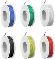 Kit di cavi elettrici 28AWG con cavo flexibile in silicone - set di cavi elettrici elettrici - 300V - 6 colori - 600V 24A 6x10m per progetti di fai da te.
