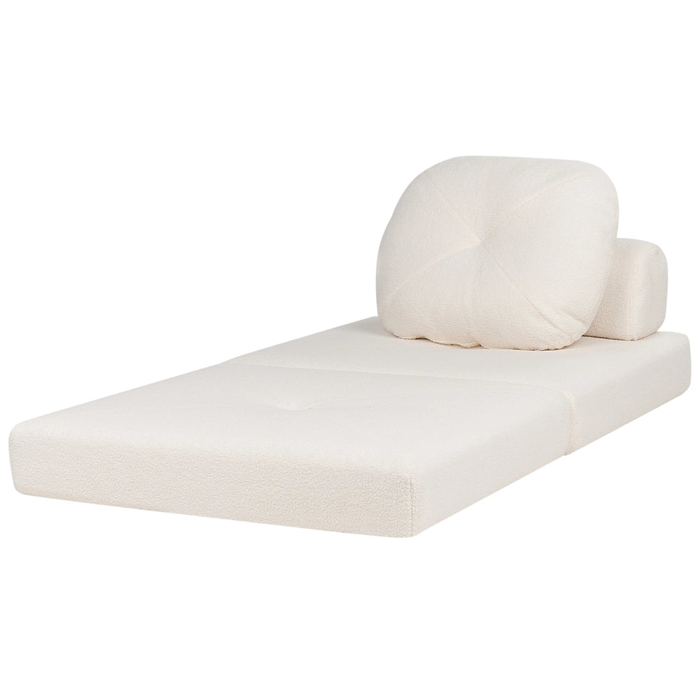 Divano pieghevole e trasformabile in letto in tessuto bouclè bianco stile moderno soggiorno