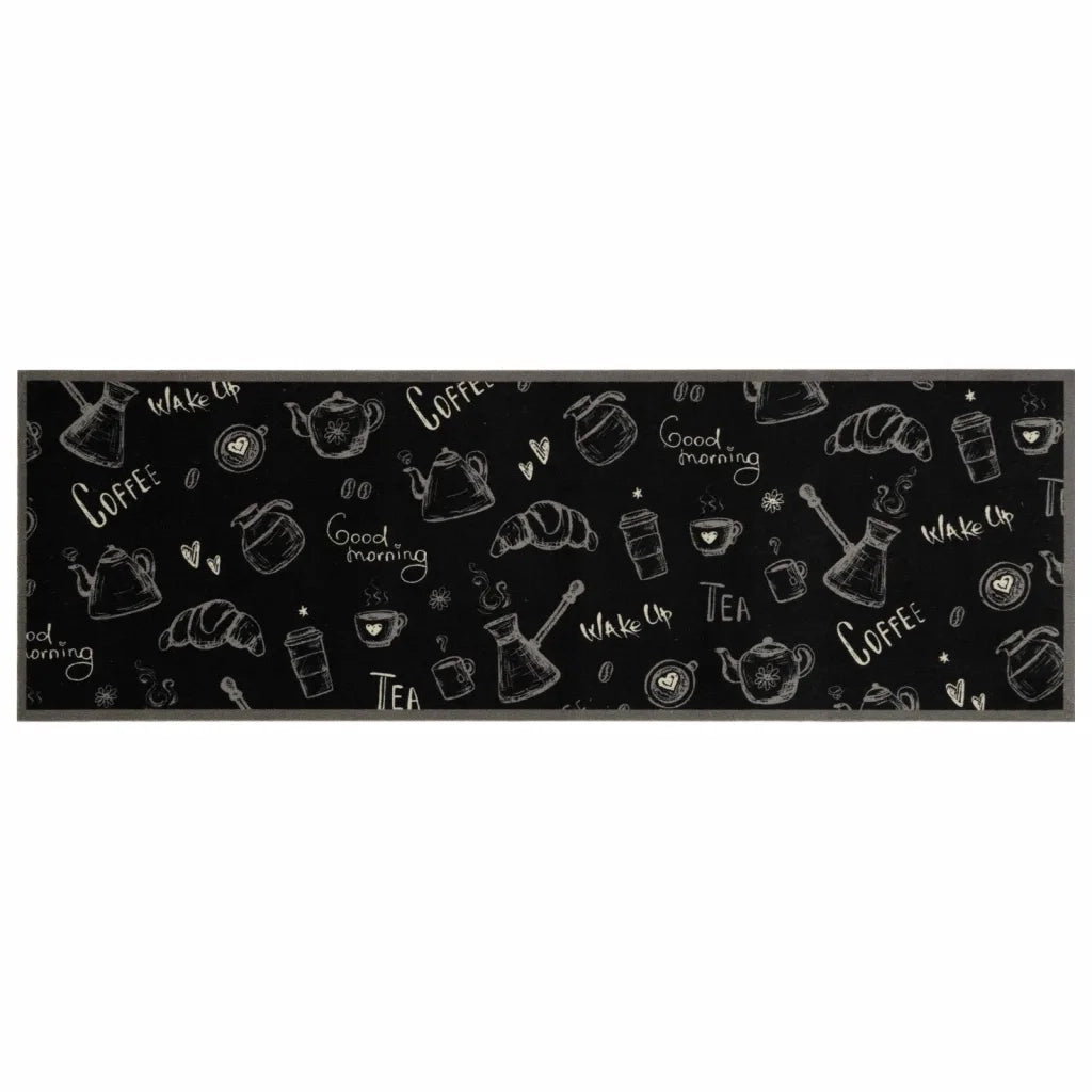 Tappeto da Cucina Lavabile-Tappetino da Cucina Nero Mattutino 60x180 cm in Velluto