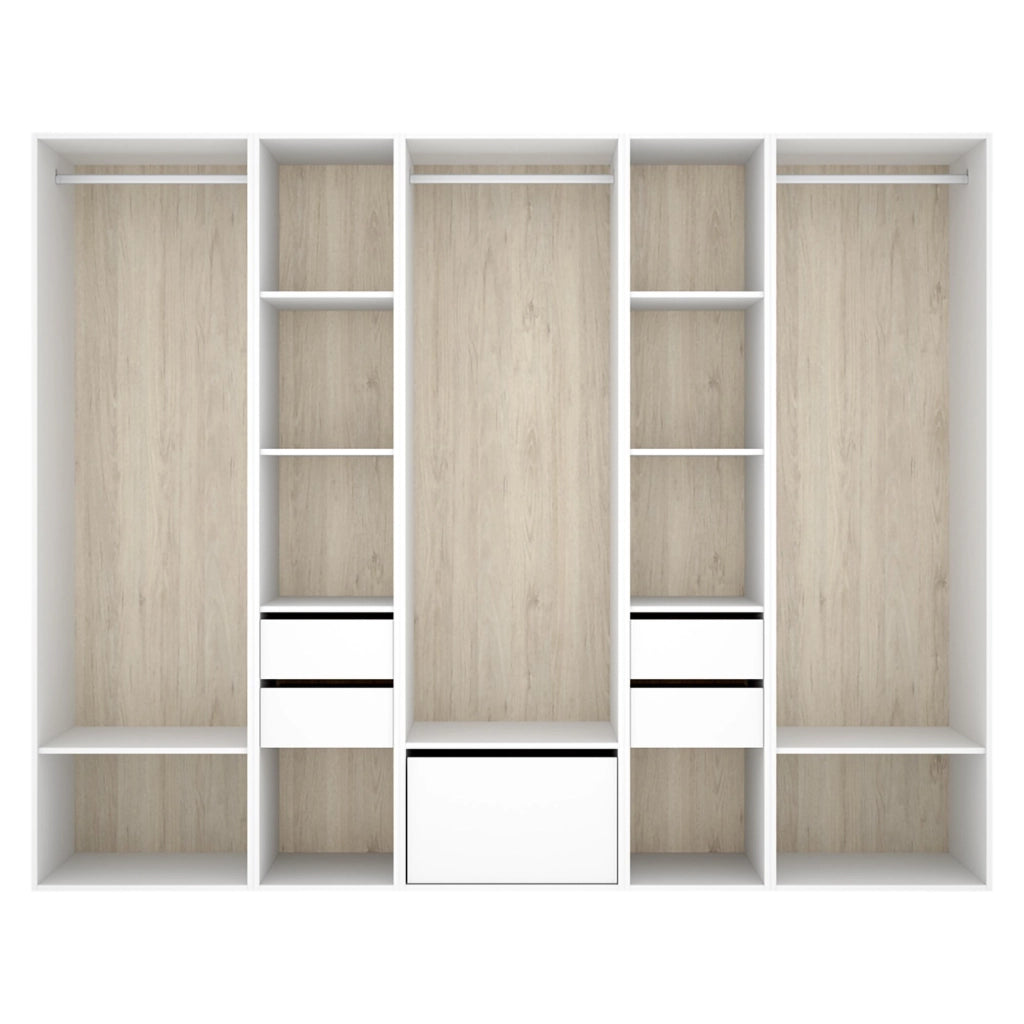 Armadio Camera da Letto Tequesta, Guardaroba Grande 11 Ripiani, 45x205h cm Bianco