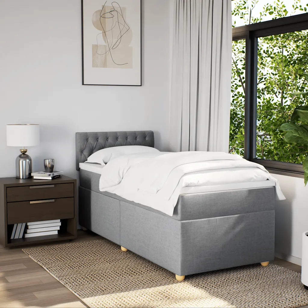 vidaXL Giroletto a Molle con Materasso Grigio Chiaro 90x190 cm Tessuto
