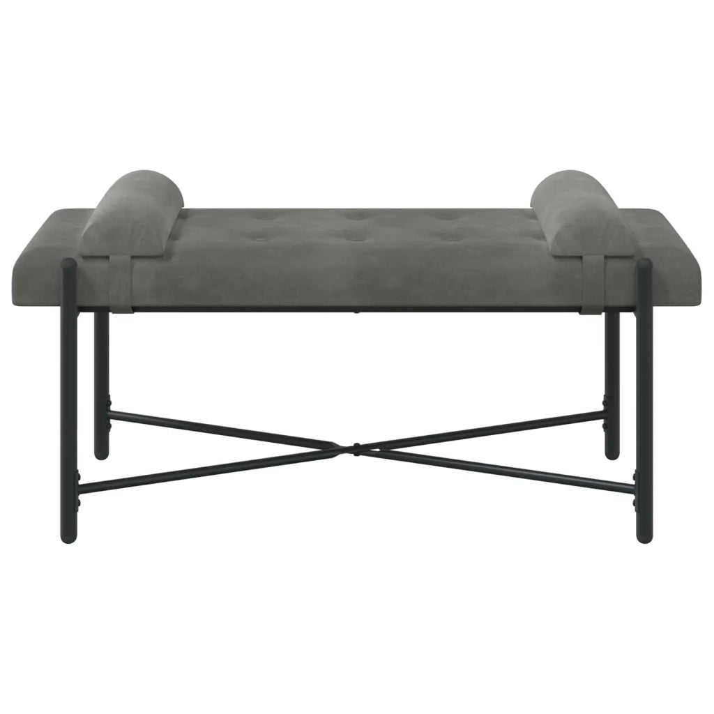Panchina con bottoni e cuscini Grigio Scuro 110 x 40 x 46 cm 42038386