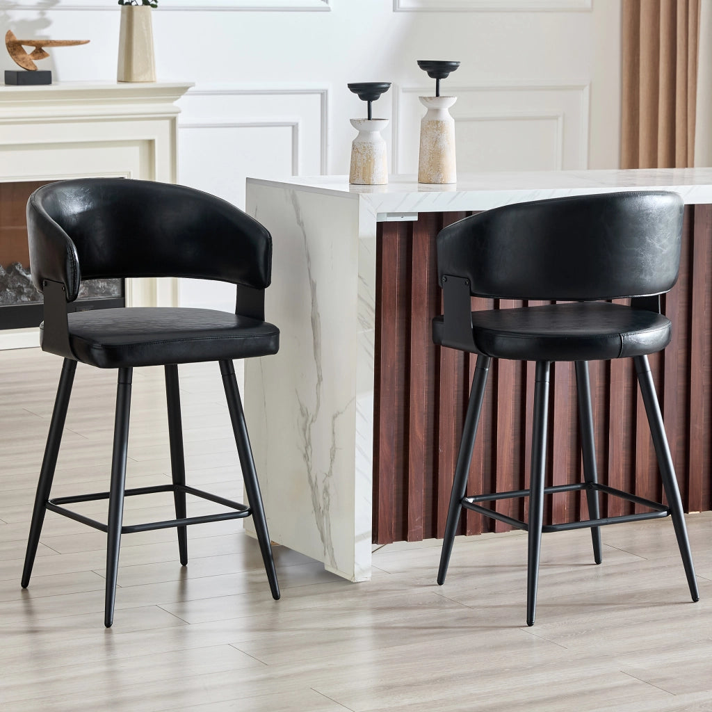 SEDIA da pranzo moderna imbottita con braccioli in PU nero