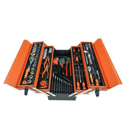 Trade Shop - Cassetta Attrezzi Completa Di 85 Utensili A 5 Scomparti Chiavi Cricchetti Pinze -