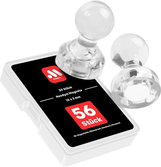 56 pezzi di magneti 11x17mm per lavagne magnetiche, forti magneti mini a forma di sfera in neodimio e acrilico piccoli per frigorifero, lavagna bianca, bacheca, scuola, ufficio - bianco