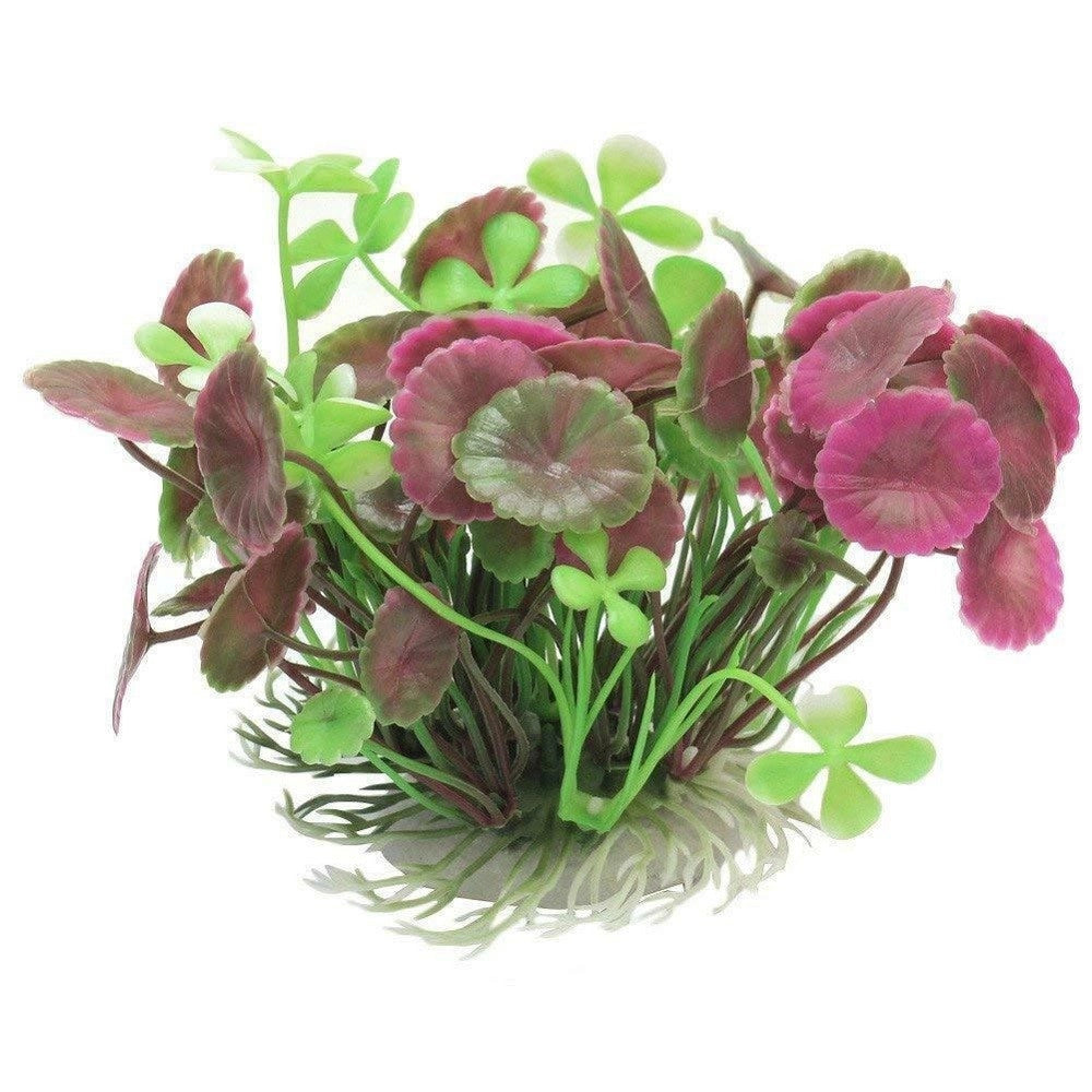 Trade Shop - Pianta Piantina Artificiale Per Acquario Piante Finte Plastica Foglie Loto Bello -