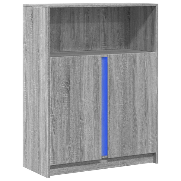 Buffet credenza cassettiera armadio mobile contenitore organizer per cucina soggiorno salotto con illuminazione a LED rovere Sonoma 77 x 34 x 100 cm legno ingegnerizzato grigio 02_0029823