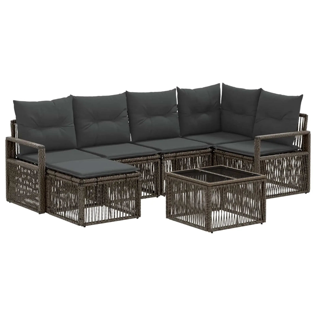 Set Divano da Giardino 7 pcs Grigio polyrattan