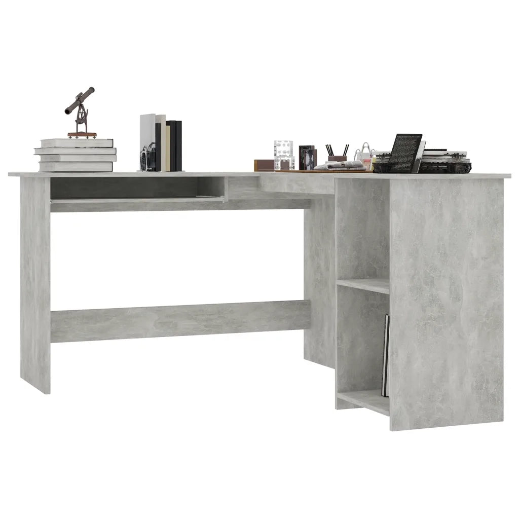 Scrivania Angolare a L Grigio Cemento 120x140x75cm Multistrato 800751