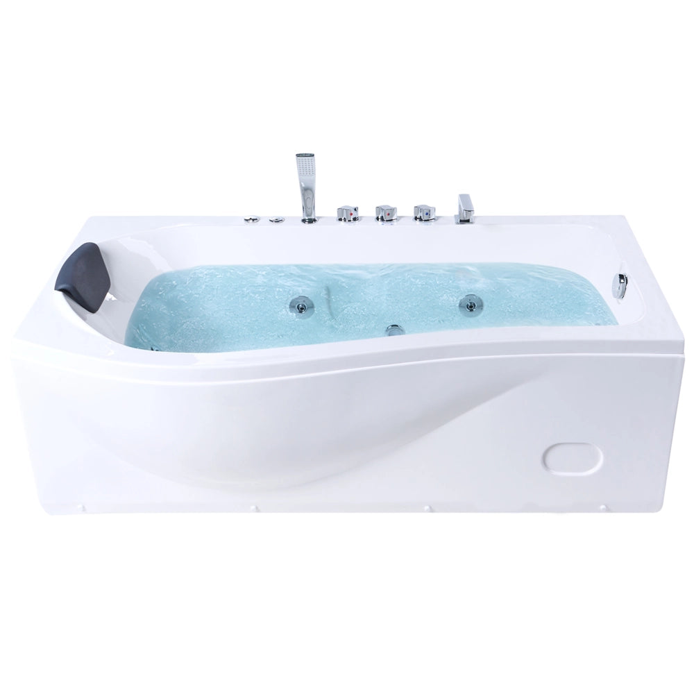 Vasca idromassaggio angolare rettangolare in ABS bianco 1700 x 900 mm Getti idromassaggio Luce LED Bagno moderno