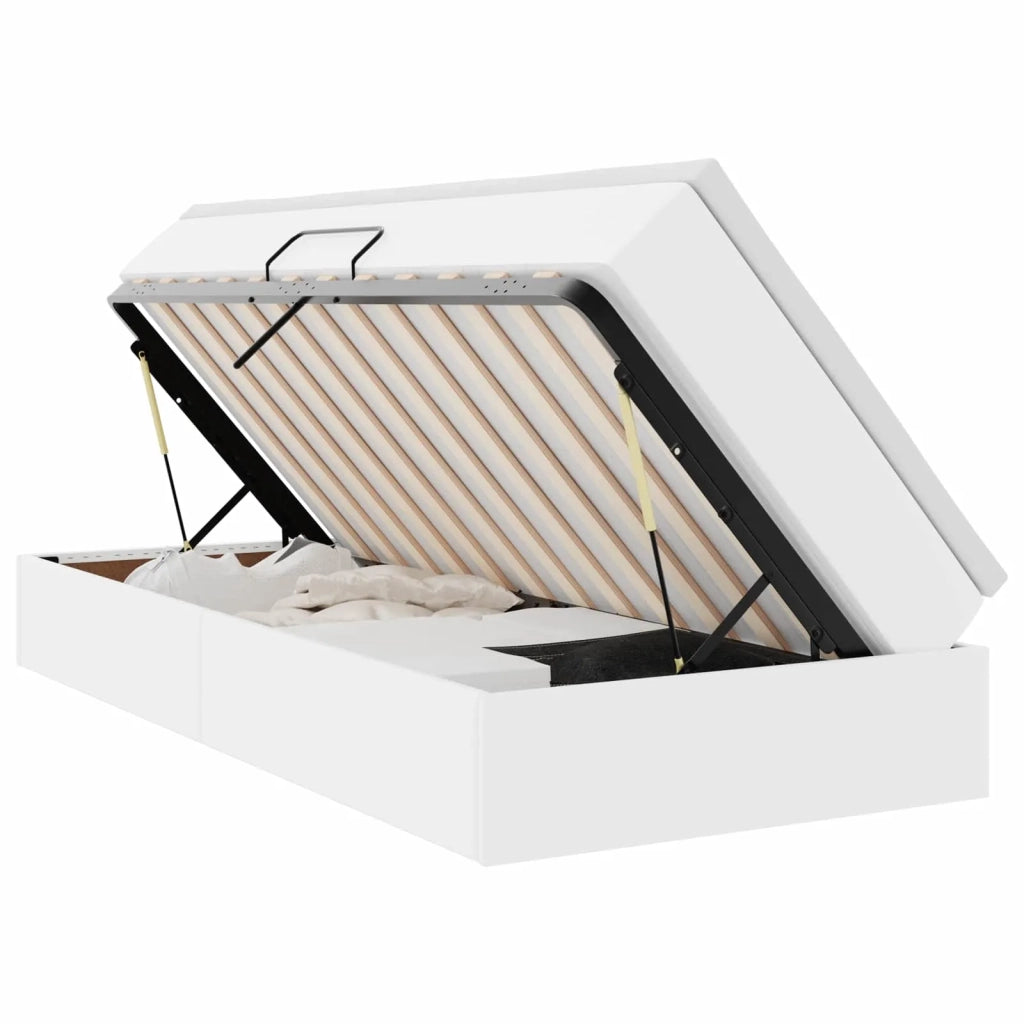Letto con contenitore e materasso Bianco 100 x 200 cm
