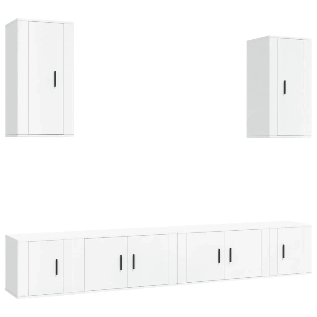 Set di mobili da 6 pezzi tra cui armadio credenza mobile TV televisore per soggiorno camera da letto salotto legno ingegnerizzato bianco 02_0025011