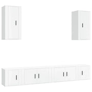Set di mobili da 6 pezzi tra cui armadio credenza mobile TV televisore per soggiorno camera da letto salotto legno ingegnerizzato bianco 02_0025011