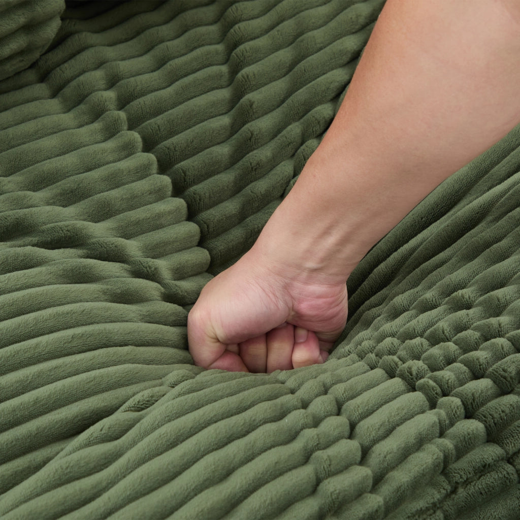 Poltrona letto 2 in 1 con seduta profonda schienale alto portabicchieri e tasche in velluto a coste smeraldo