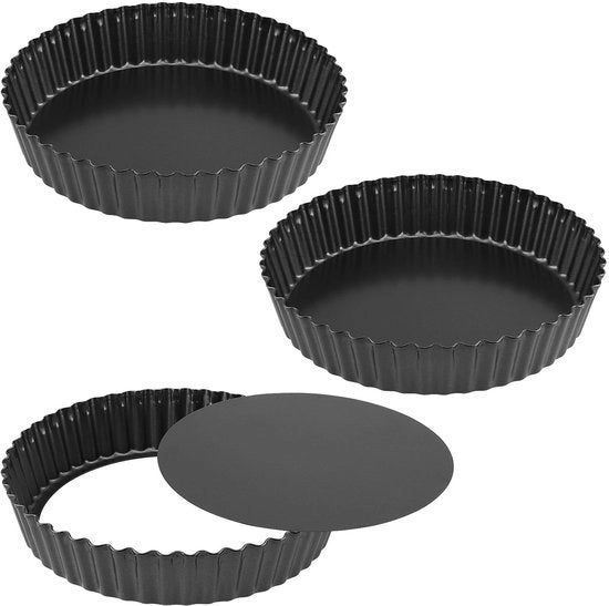 Quichepan 22 cm - Anticiclo - Fondello Rimovibile - Rivettato - Acciaio Inox Duraturo - Ideale per Torte e Quiches - Muffin Pan
