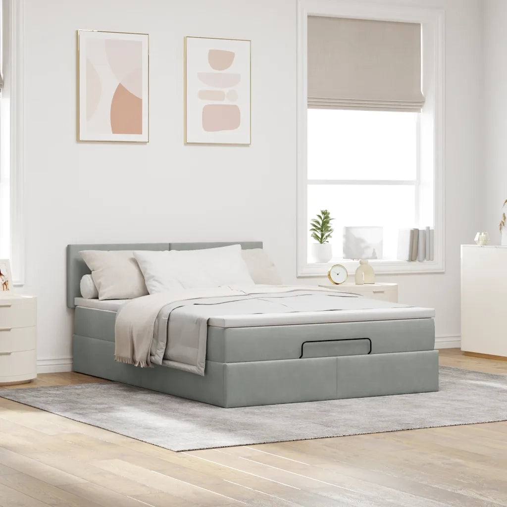 Struttura Letto Pouf con Materasso 140x190 cm Velluto 3312548