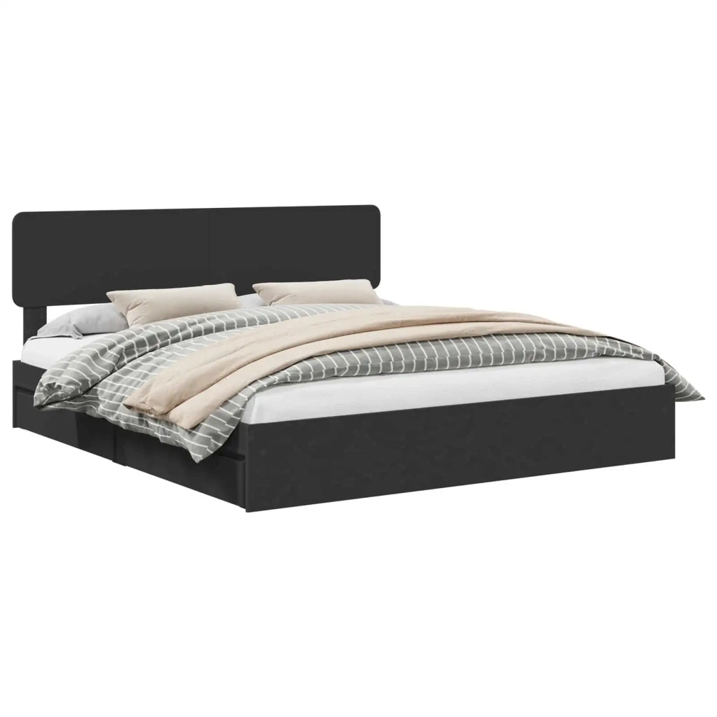 Letto con Contenitore Nero 200 x 200 cm Legno multistrato 3412242