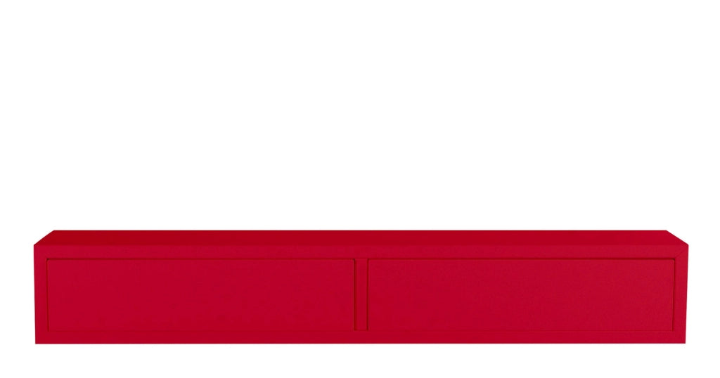Mensola da Parete con 2 Cassetti 88,2x13,4x20 cm in Fibra di Legno Domino Rosso