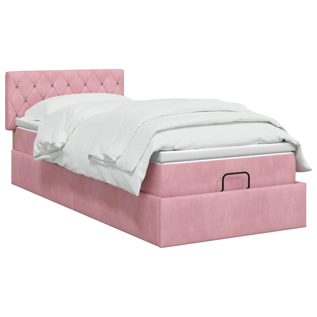 Letto ottomano con materasso Rosa 90 x 190 cm Velluto 3457622