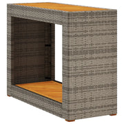 Tavolino da Giardino | Tavolino da esterno Piano Legno Grigio 100x40x75 cm Polyrattan