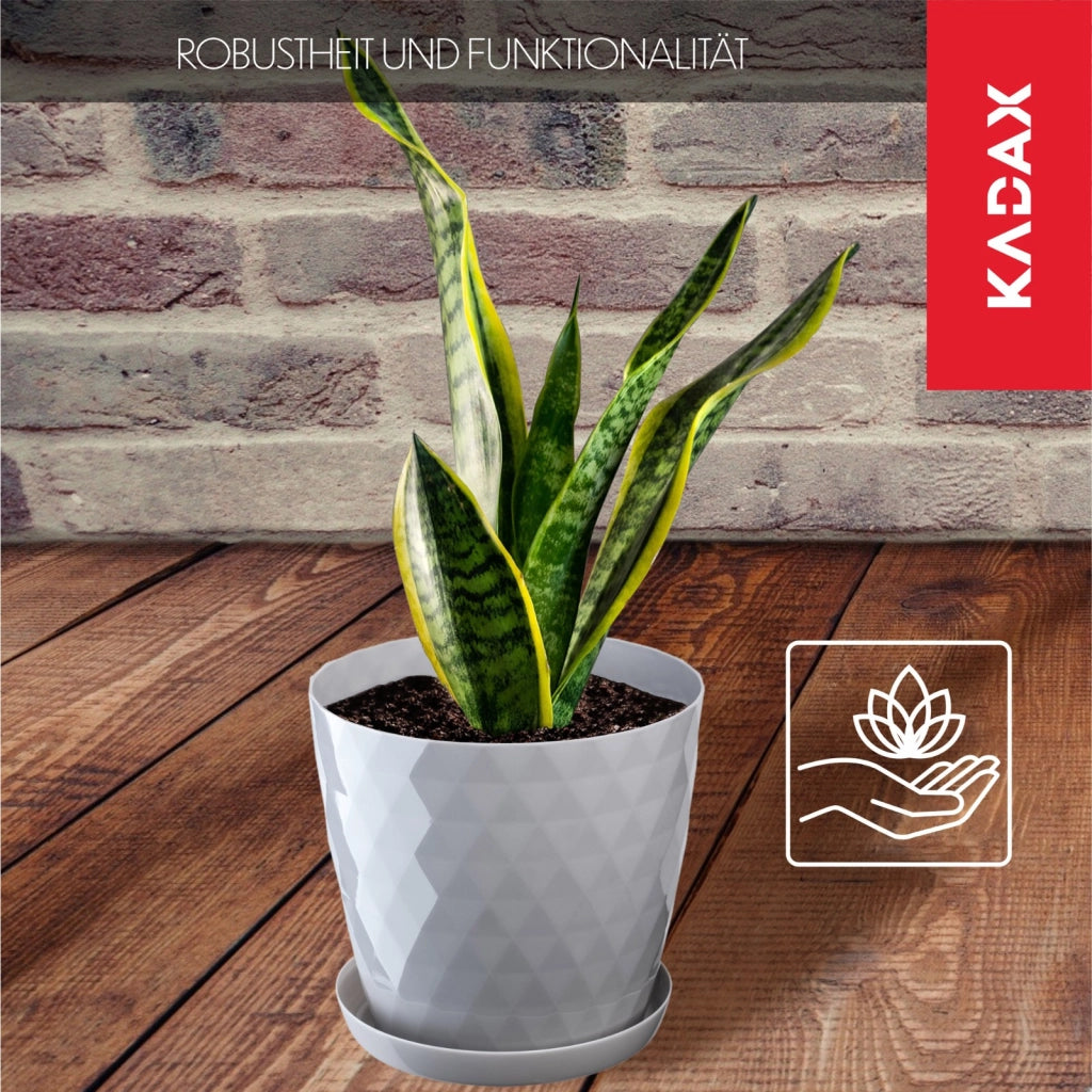 Vaso da fiori in plastica KADAX con supporto, coprivaso, 14 cm, grigio, Kadax