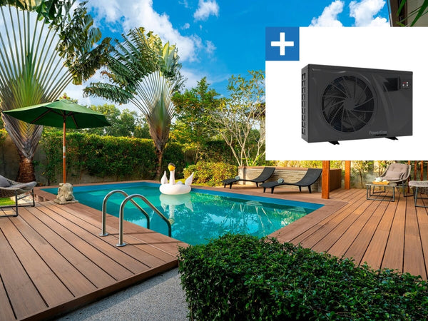 Piscina rettangolare in legno "Panama" - 6,20 x 4,10 x 1,45 m + Pompa di calore - Potenza 6,1 kW