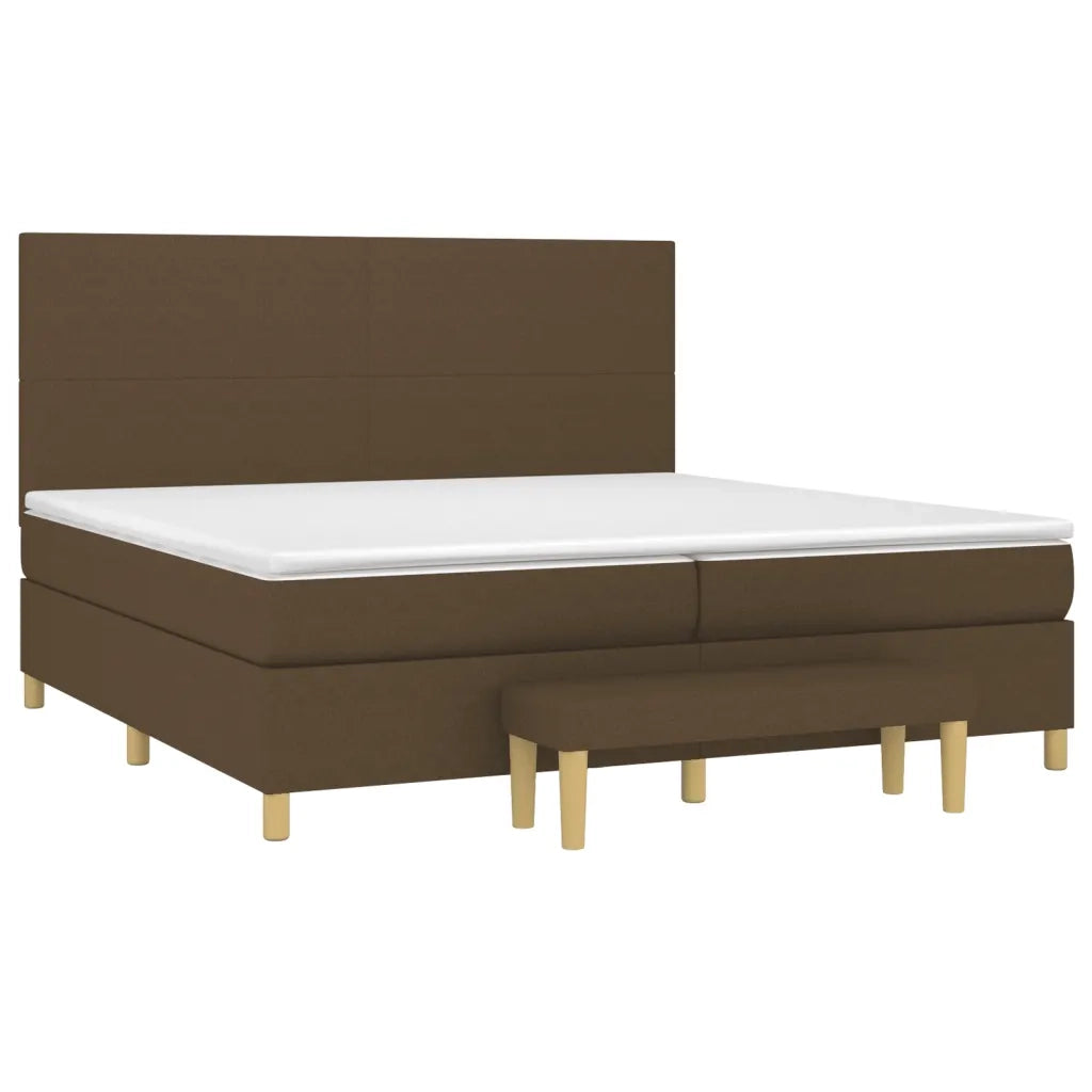 Giroletto a Molle con Materasso Marrone Scuro 200x200cm Tessuto 3137024