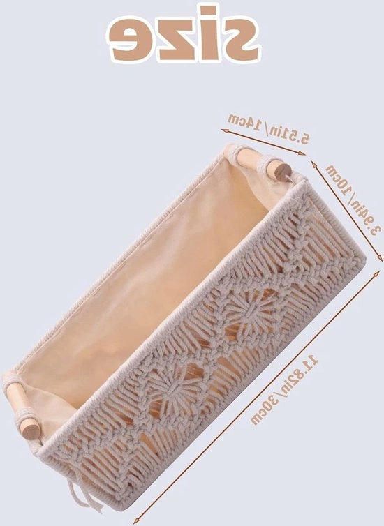 Cestini di Stoccaggio - Box Decor Macrame per la Decorazione del Bagno Boho - Cestino Intrecciato per la Stoccaggio Decorativa del WC - Stoccaggio della Carta igienica