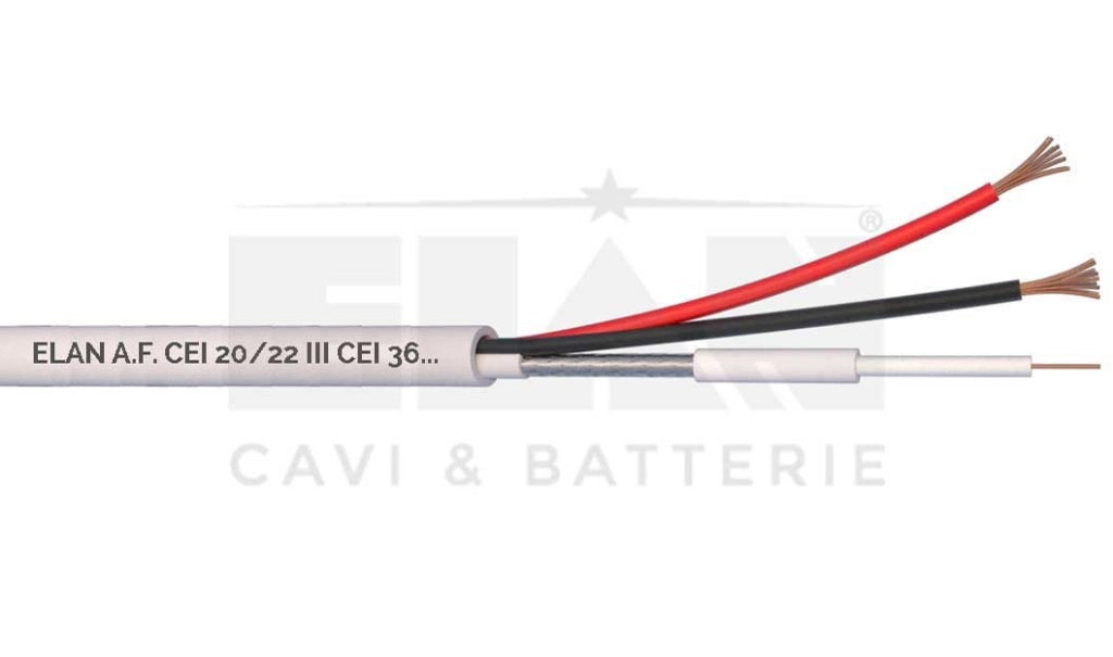 MATASSA CAVO ELAN COASSIALE COMPOSTO TVCC MCX 75 OHM+2X0,50 082251 100MT BOBINA