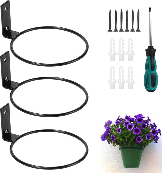 3 x Anelli per Vaso di Fiori per Esterno con Viti e Chiave a Croce per Balcone - Giardino - Ristorante 

Diametro 12,5 cm