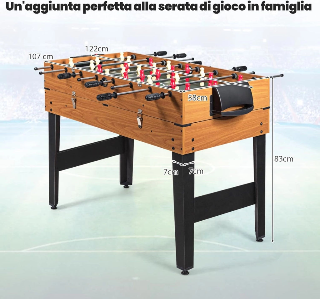 3 in 1 Tavolo da Gioco Multifunzionale, Tavolo da Biliardino con Calcetto Biliardo Hockey Scorrevole, Maniglia in Gomma, Struttura Stabile, per Casa Sala Giochi, 122x58x83 cm