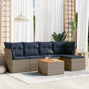 Set Divani da Giardino 6 pz con Cuscini Grigio in Polyrattan 3255949