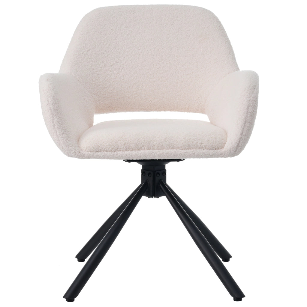 Set di 4 sedie girevoli con braccioli in sherpa bianco