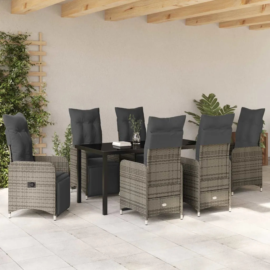 Set da Pranzo per Giardino con cuscino 7 pcs Beige polyrattan 3379685
