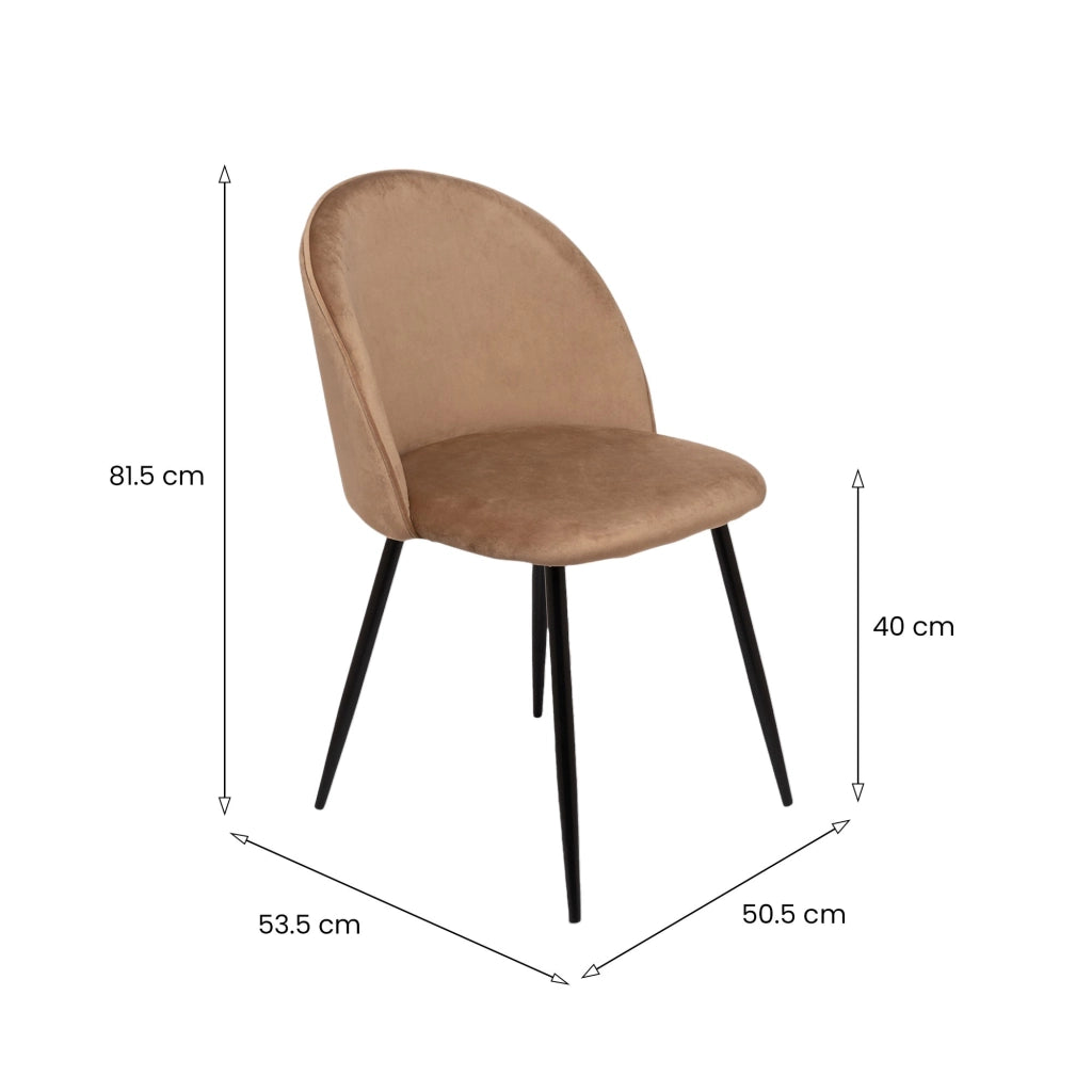 Set di 6 sedie Achito, Poltrona rivestita in velluto, Sedia da pranzo imbottita, Seduta per riunioni, 51x54h82 cm, Beige