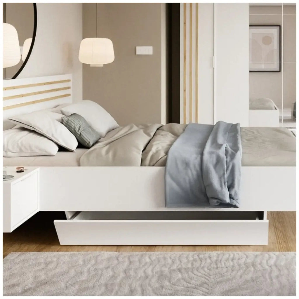 Cassetti per letto FLORENCE – Set di 2 – Bianco – Per letto 160x200 o 180x200 – Rangement pratique